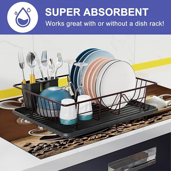 Stove Top Covers for Electric 28 x 20 inches Coffee Bar Mats Kitchen Decorations Pad for Coffee Maker Machine Stove Top Cover Utensils Countertops Sinks