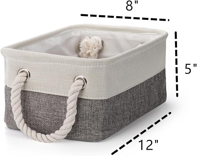 Dicunoy 6 Pack Storage Baskets for Organizing, Small Cloth Basket Bins with Handles, Empty Gift Baskets, Fabric Canvas Boxes for Classrooms, School, Shelves, Nursery, Closet, Toys, 12 x 8 x 5 inch