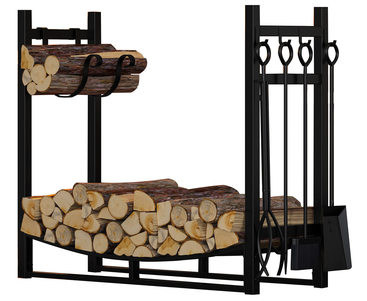 Fire Beauty Firewood Rack Log Holder Wood Storage with 4 - Image 1