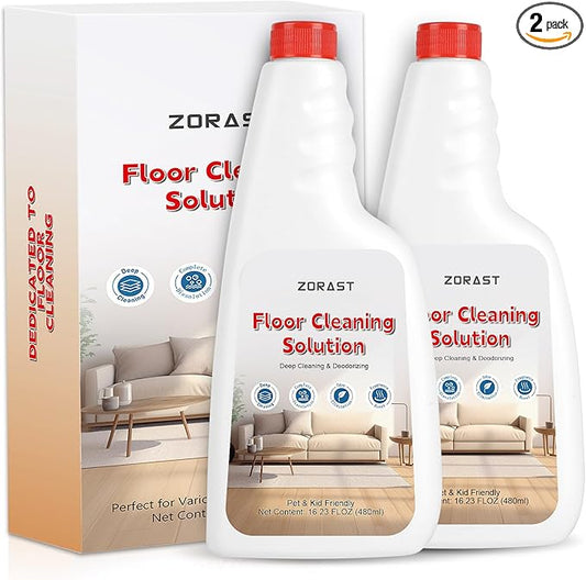 Floor Cleaning Solution, 16.23 Fl Oz Pack of 2 , Compatible with All Roborock Mopping Robots (S7, S8, Qrevo, Q7, Q8 series),Deep Streak Cleans for Multiple Hard Floors, Low-Foam Delivers Clog Free