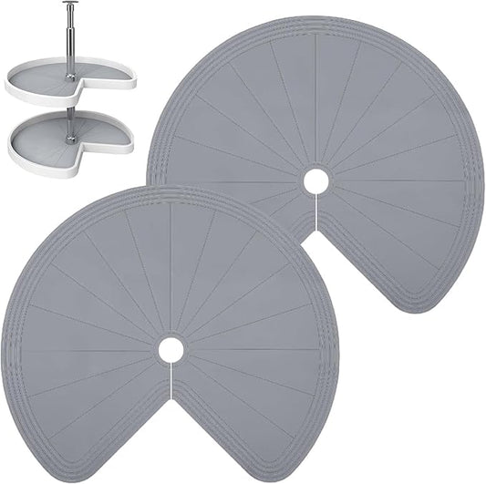 2 PCS 28" Lazy Susan Shelf Liner, Jaxbo Silicone Lazy Susan Liner for Dual Tier Pie Cut Organizer,Non-Slip Thermal Protection Mat