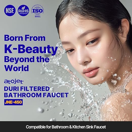 Duri Filtered Sink Faucet Crafted with Korea’s Beauty Wisdom – Pure Carbon Filters for Bathroom & Kitchen, Carbon Composite, Single Filtered Faucet (JNE450C-SNG-1)