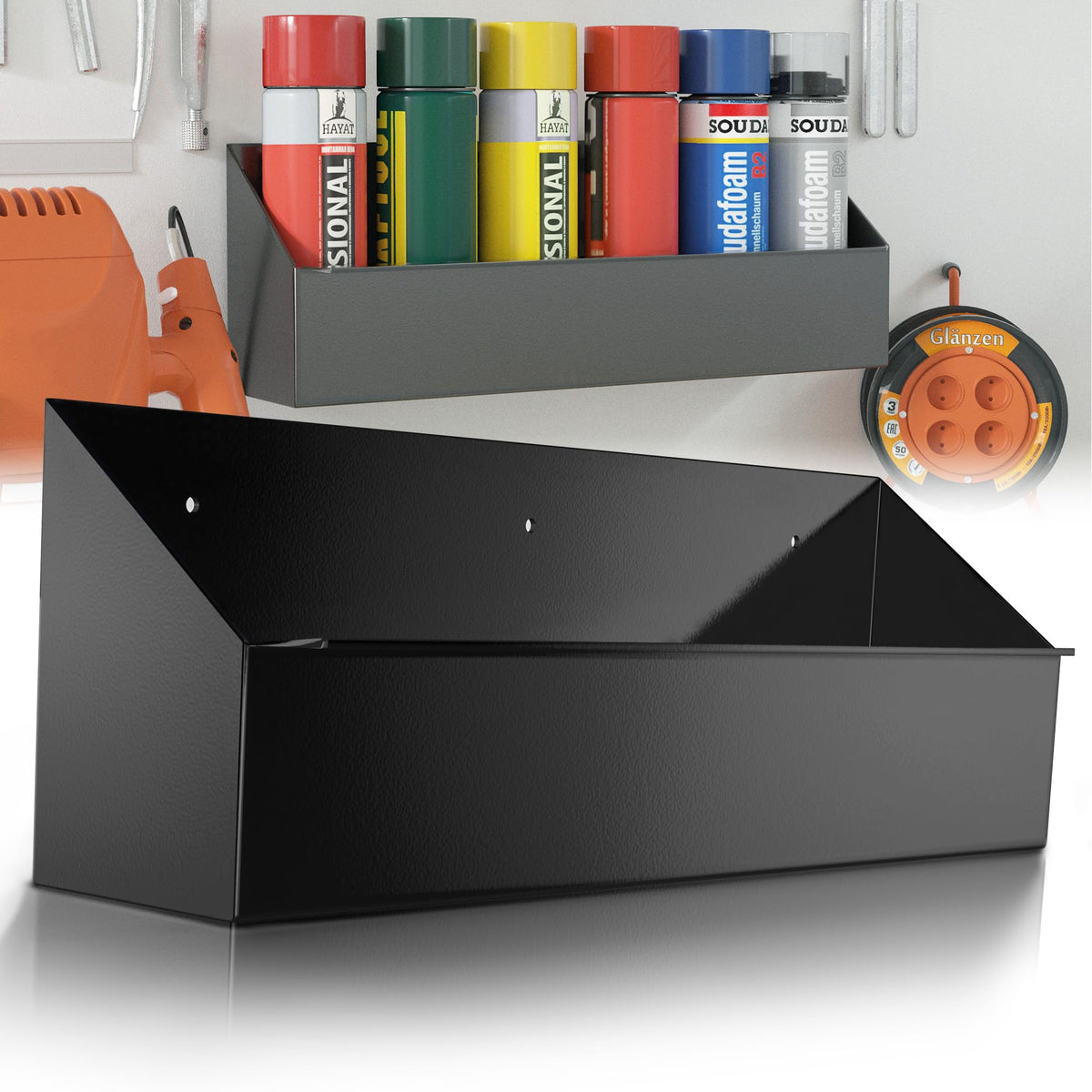 Wall-Mount Aluminum Aerosol Storage Shelf Organizer - Image 1