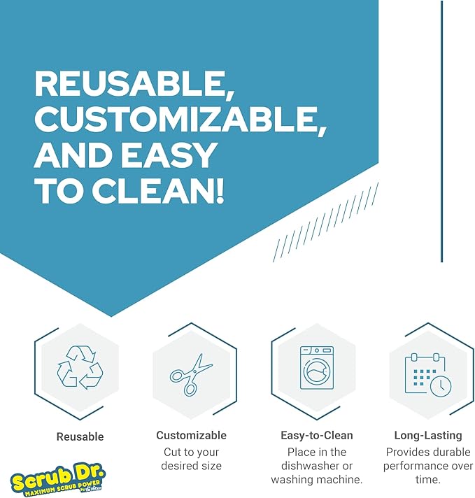 Tile Doctor High-Abrasion Extra Heavy-Duty Scrub Pads 12-Pack 7E-N556-IFSL, Gas Grill, Charcoal Grill, and Blackstone Griddle Scouring Pad, Ideal Dish Scrubber, Shower Scrubber, and Cleaning Sponge