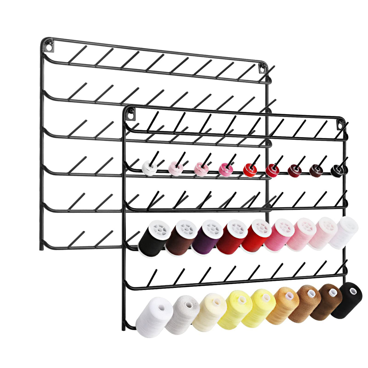 YBING Thread Holder Wall, 2 Pack 54 Spools Thread Rack, Black - Image 1