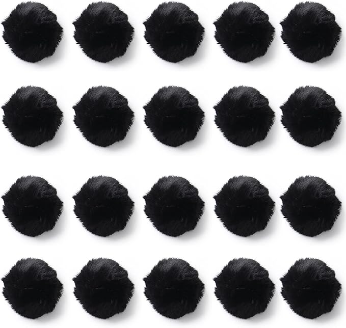 Craft Pom Pom Balls,Large Black Poms Costume Accessory, Pom pom Balls for Arts and DIY Creative Crafts Decorations,Black,3 Inches,20 Pieces.