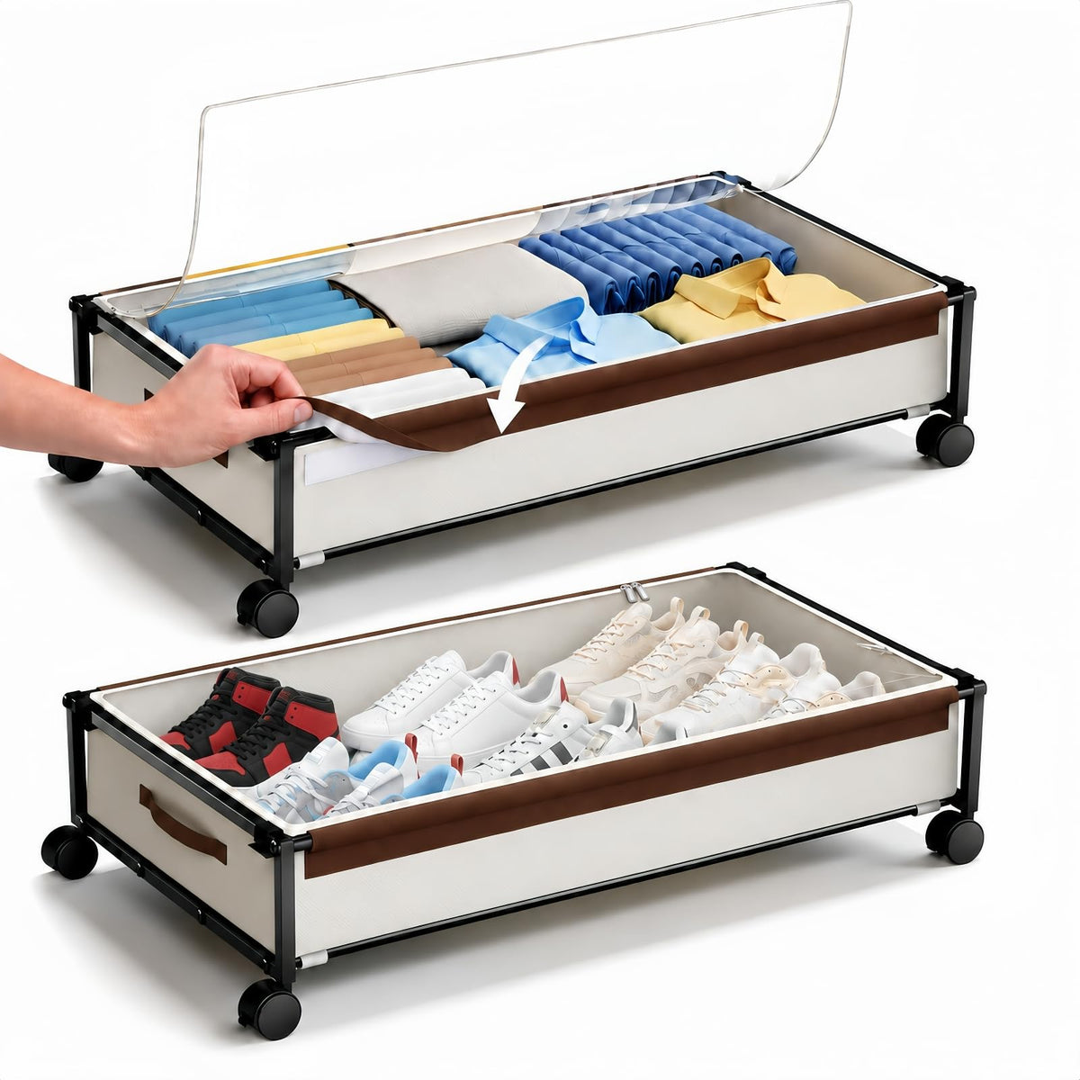 OMAIRA 2-Pack Under Bed Storage With Wheels,Underbed Shoe - Image 1