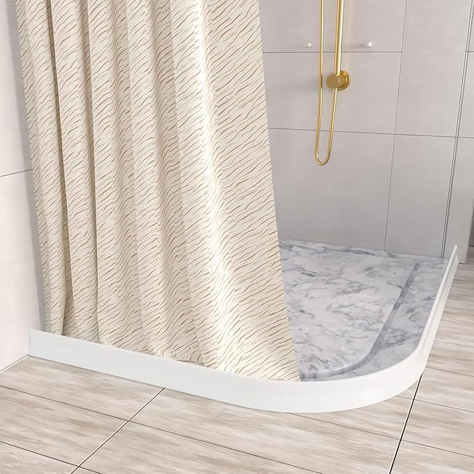 3.8" High Shower Threshold Water Dam Barrier, 2025 Upgraded 67" Collapsible Shower Water Blocker, Guard for Walk in Shower, Water Guard Stopper for Floor, Shower Door Water Blocker