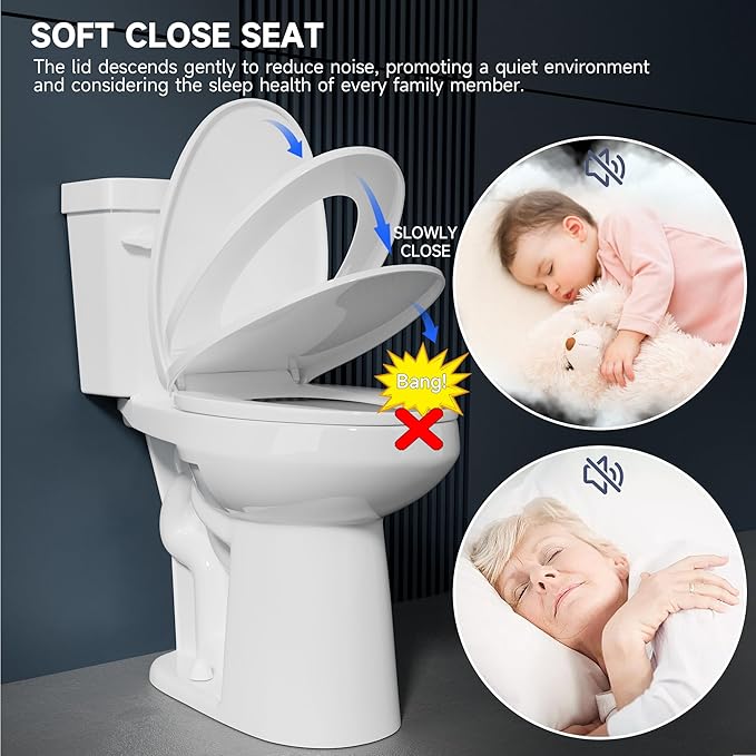 Elongated Extra Tall Toilet 21 Inch for Seniors 1.28 GPF Tornado Single Flush - Two Piece Comfort High Toilet for Bathroom, 20.5 Inch Bowl Height 21.25 Inch Seat Height, 12" Rough In, White