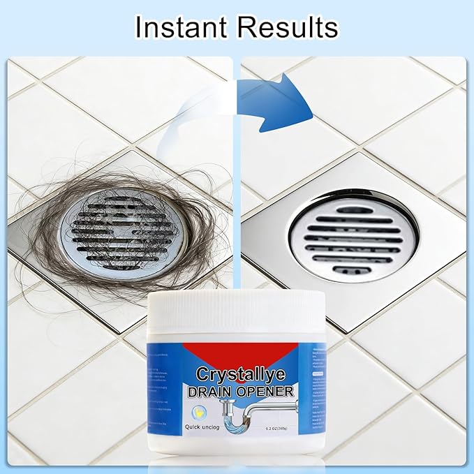 Crystal Lye Drain Opener – Powerful Unclogging Action for Bathroom & Kitchen Pipes (2PC)