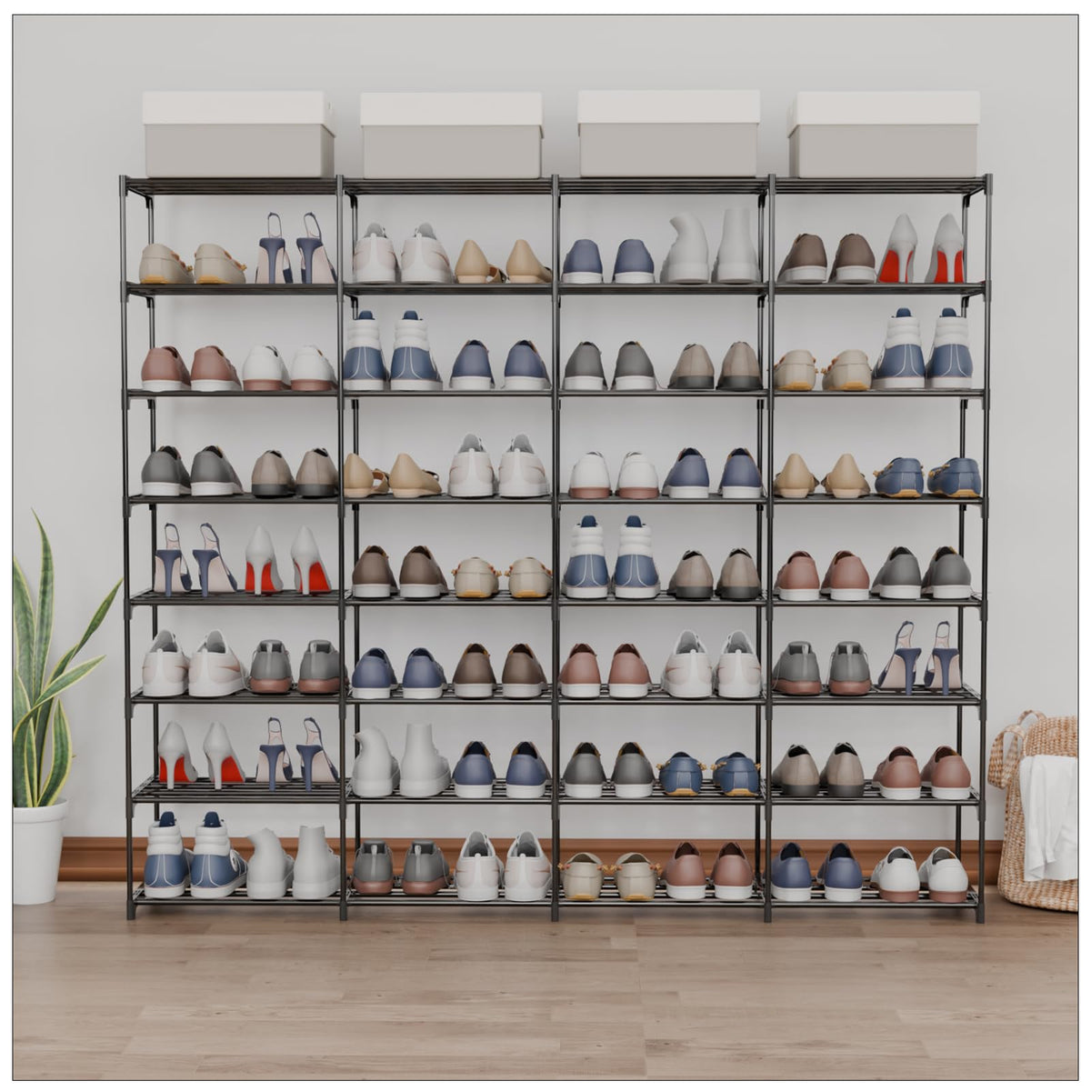 SMILHELTD Large Shoe Rack 4 Row 8 Tier for Entryway | All Products - Image 1