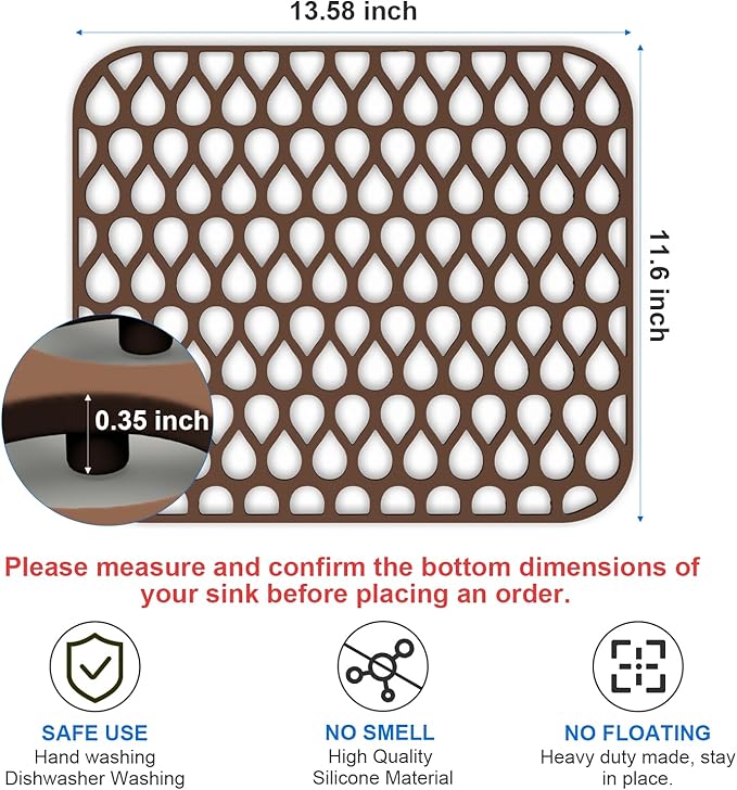 Sink Protectors for Kitchen Sink, 2Pcs TOOVEM13.6 ''x 11.6''Non-Slip Silicone Sink Mats Protect Your Stainless Steel Bottom of Kitchen Sink or Drying Rack