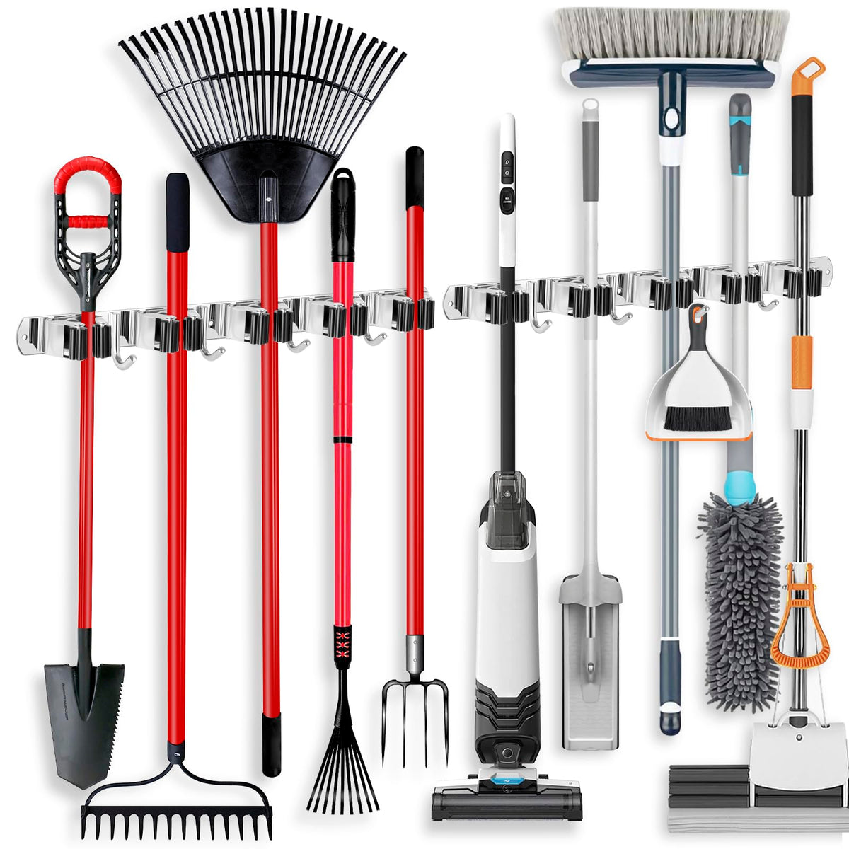 IMILLET 2 Pack Broom Holder Wall Mount Stainless Steel Mop - Image 1