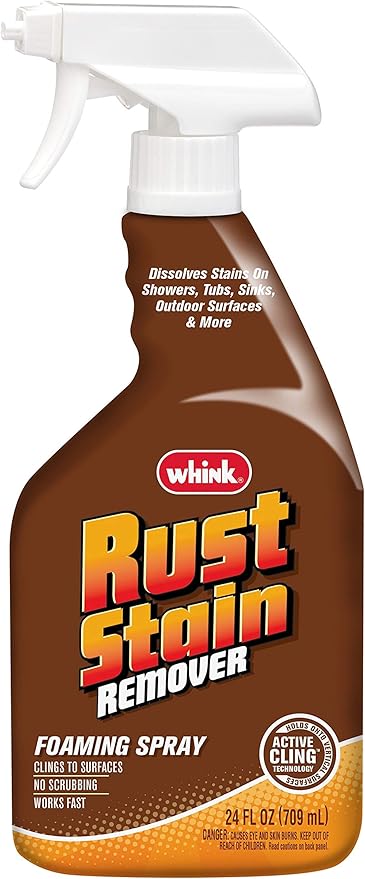 Rust-Oleum Whink Rust Stain Remover | Heavy-Duty Iron Stain Remover Foaming Spray with Excellent Cling for Toilets, Showers, Sinks, Outdoor Siding | 24 oz