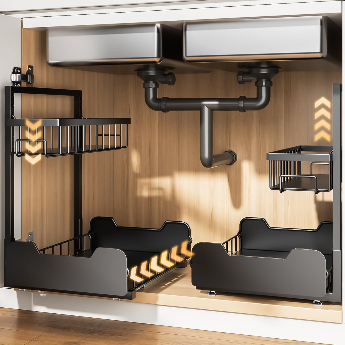 PureBox Under Sink Organizer, 2-Tier L-Shaped Pull O | All Products - Image 1