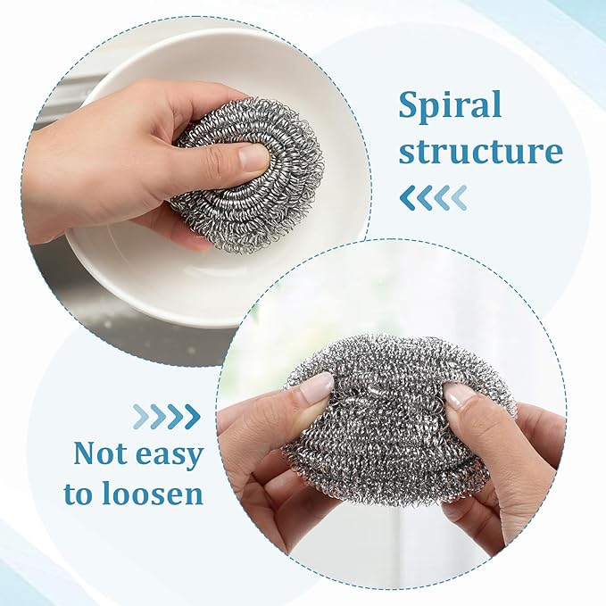 SHENLIU 100 Pieces Steel Wool Scrubber, 15 Gram Metal Scourers Stainless Steel Scrubber Bulk for Cleaning Kitchen Bathroom Household and More