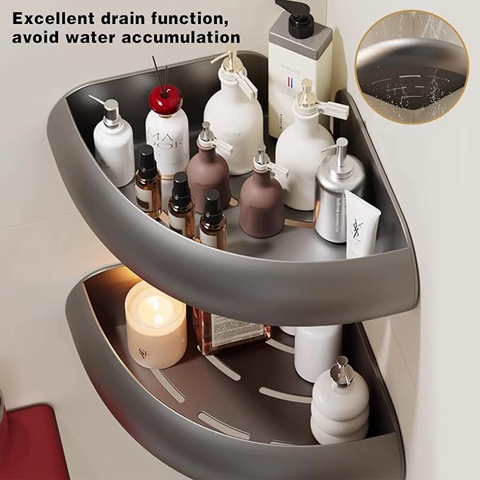 Corner Shower Caddy with Razor Holder, Adhesive Shower Shelf, No Drilling — Bathroom Shower Organizer Storage Rack, 2-Pack, Black