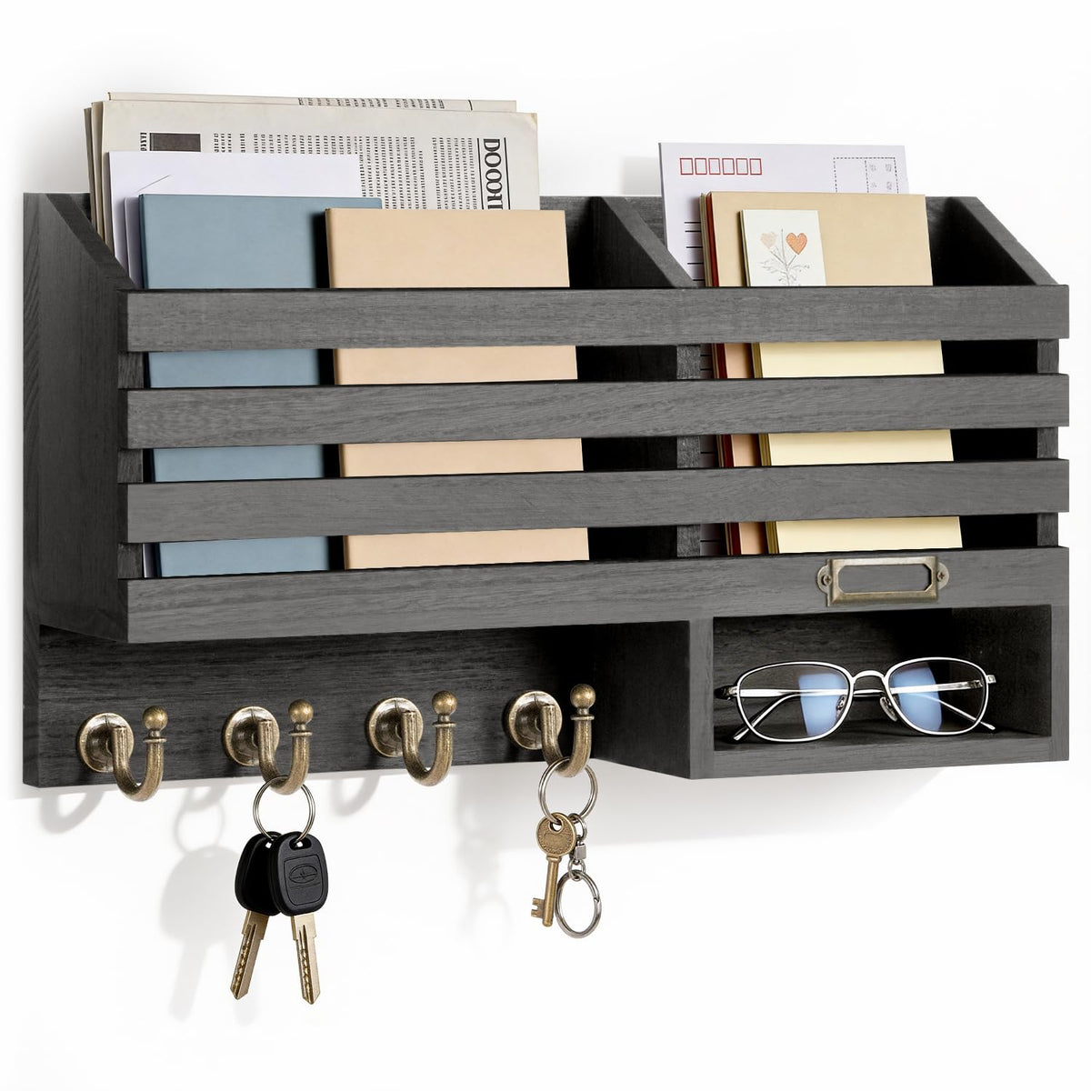 FifthQuarter Mail Holder Wall Mount with 2 Mail Slot and 4 - Image 1