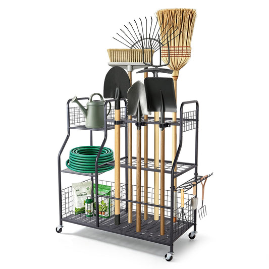VEVOR Garden Tool Organizer with Wheels, Large Metal | Garage Storage - Image 1