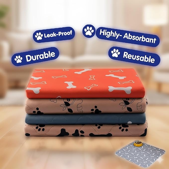 Puppy Pads with pheromones, Reusable Puppy Pads for Dogs & Cats, Washable, Durable Leak-Proof & Anti-Slip Pet Training Pads for Home & Travel(Grey, S: 18.1" × 18.1")