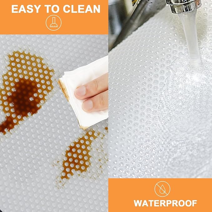 FLPMIX Clear Cabinet Shelf Liner: 23" x 300" Waterproof Kitchen Under Sink Mat - Easy to Cut Translucent Large Cupboard Drawer Liner for Pantry Shelves Bathroom