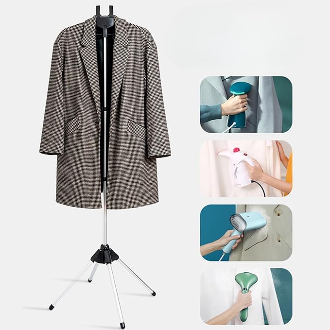 Garment Steamer Rack, 63 Inch Stand Up Steamer with Ironing Board & 5 Dust Bags, Foldable Clothes Steamer Stand Hanger for Travel Home