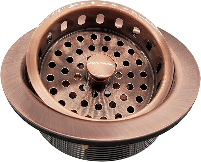 Westbrass R214-11 3-1/2-Inch Large Post Style Kitchen Sink Basket Strainer, Antique Copper