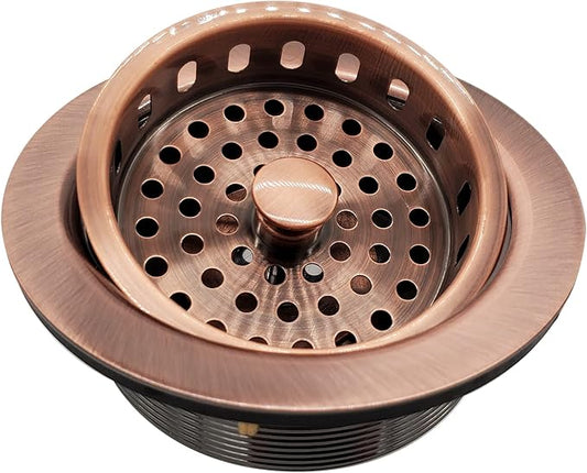 Westbrass R214-11 3-1/2-Inch Large Post Style Kitchen Sink Basket Strainer, Antique Copper