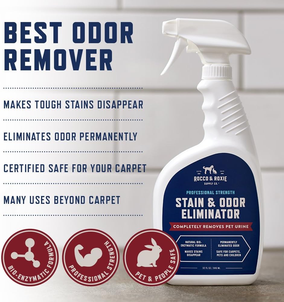 Rocco & Roxie Enzyme Pet Stain & Odor Eliminator – Professional Strength Carpet Cleaner Spray (32 oz) | Fixory911