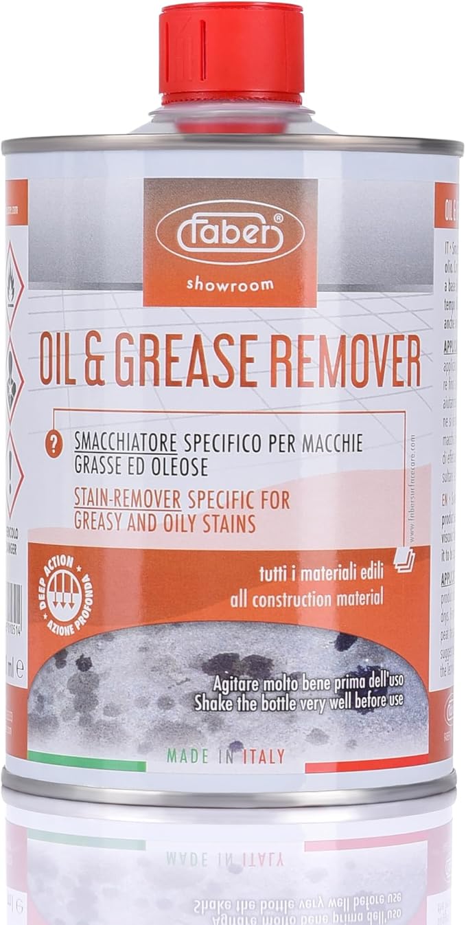 FABER Oil & Grease Stain Remover – Marble & Granite Cleaner – Easy to Use on Vertical Surfaces – Fast Acting Specific for Greasy and Oily Stains – Oil Spot Driveway Remover - 500ML