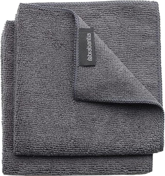 Brabantia x2 Microfiber Cleaning Dish Cloths (Dark Gray) Absorbent Hygenic Rags for Washing, Cleaning, Drying (12x12)