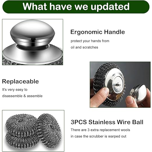 Stainless Steel Wool Scrubber with Handles
