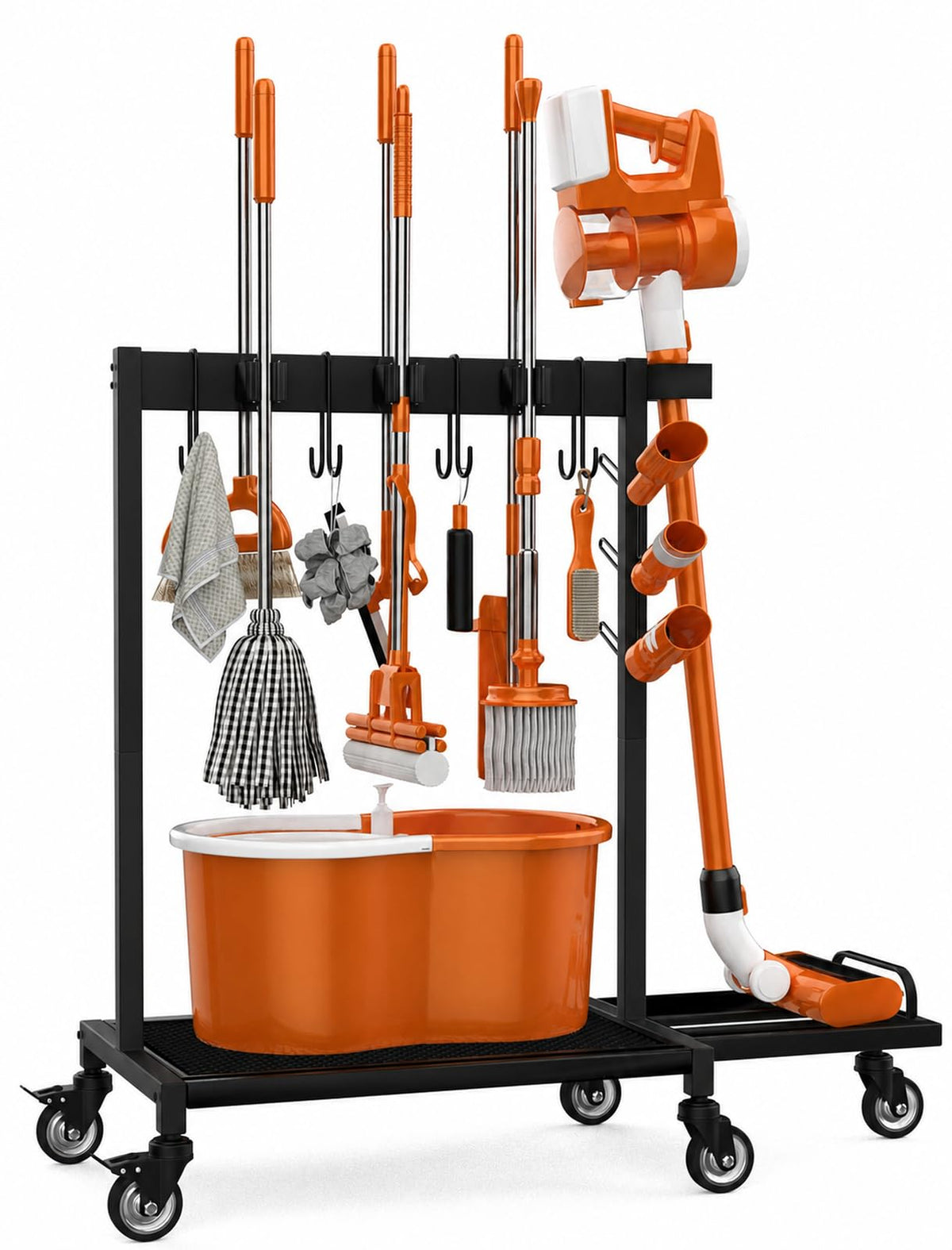 Broom Holder Cleaning Supplies Organizer with Mop Hanger - Image 1