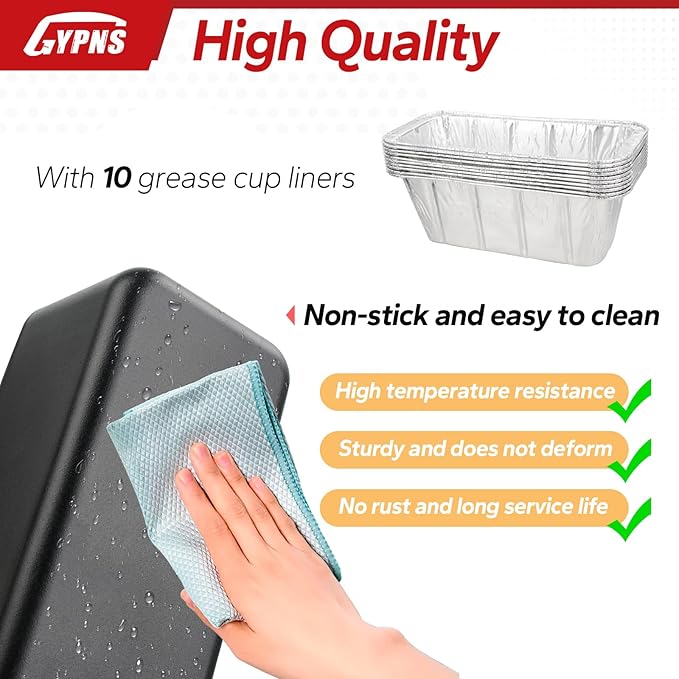 Grease Catcher with Cup Liners for Blackstone Accessories, Drip Pans Replacement Parts Compatible with Blackstone Griddles 28 & 36 Inch