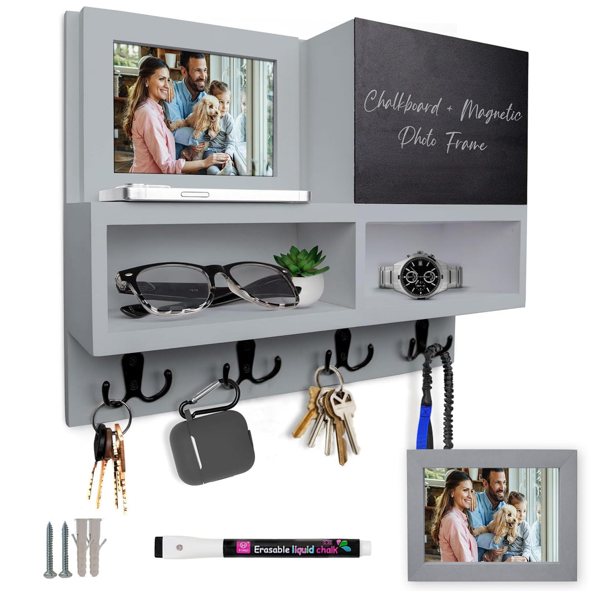 Spacelog Key and Mail Holder for Wall with Chalkboard – - Image 1