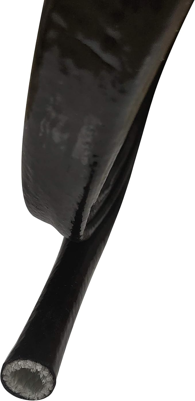 3/8 ID Heat Shielded Fire Thermo Armor Fire Sleeve Silicone Coated Fiberglass for Hose Lines & Electrical Wiring Black, 5 feet