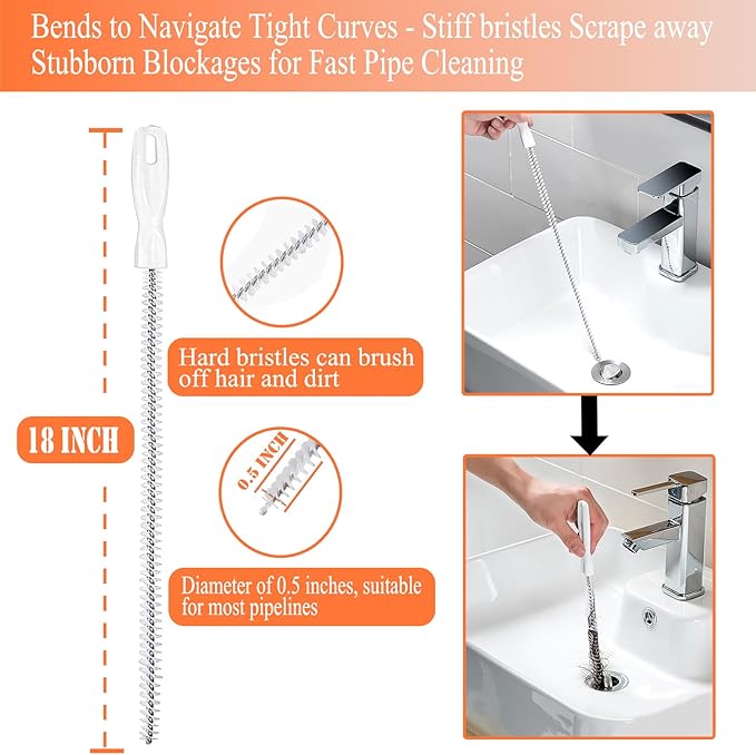Drain Snake Auger 33 Ft, Heavy Duty Plumbing Snake for Sink, Tub, and Shower, Clog Remover Drain Cleaner Tool with Gloves