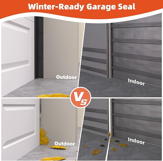 Garage Door Seal Top and Sides，20 FT Universal TPE Weather Stripping Garage Door Trim Seal Weatherproofing Garage Door Seals with Nails and Lids in Black