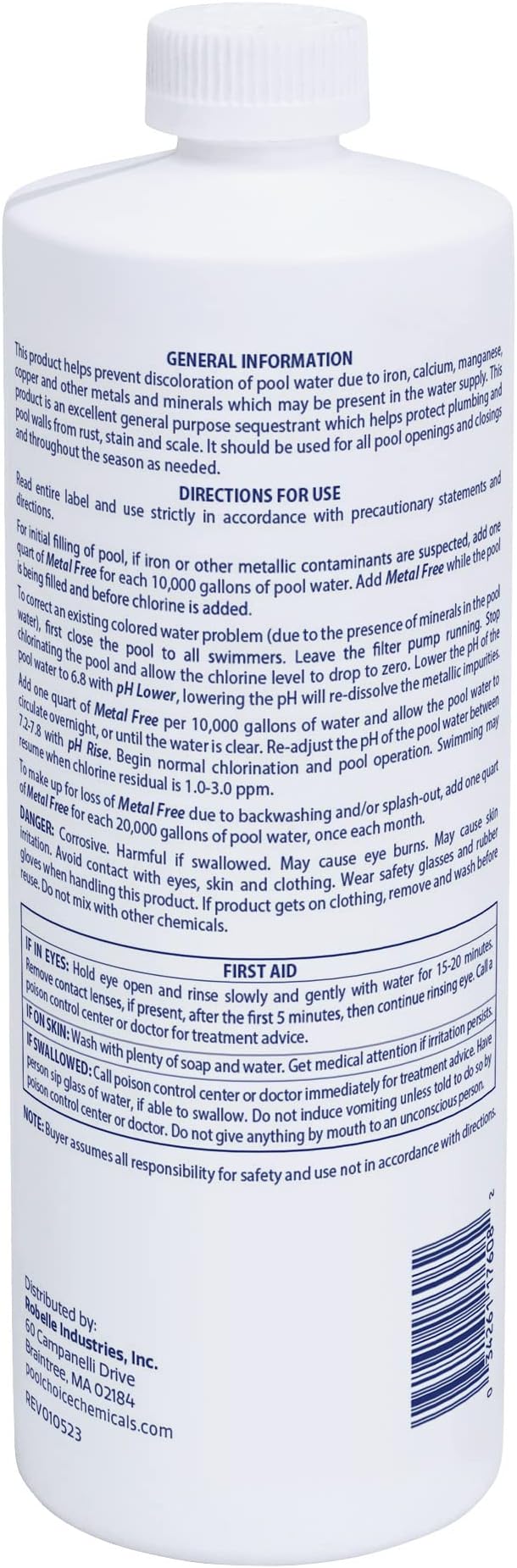 SpaChoice 1-Quart 4-Pack Premium Metal Free Pool Water Metal Remover, Pool Stain Remover, Made in USA