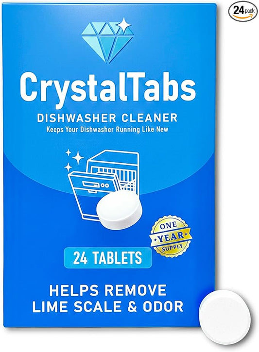 Dishwasher Cleaner Tablets – 24 Count, Fragrance-Free – Helps Remove Lime Scale & Odor, Year Supply, Eco-Safe Formula