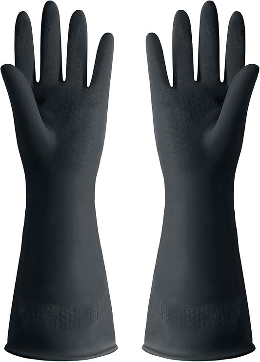 Black Cleaning Rubber gloves, M-L Kitchen Household Dishwashing Latex Gloves, Heavy Duty Chemical Glove