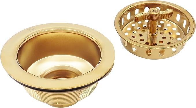Westbrass Wing Nut Style Large Kitchen Sink Basket Strainer, 2 Pack, Polished Brass, D2135-01