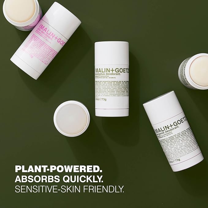MALIN+GOETZ Bergamot Deodorant, natural effective odor & sweat defense, for all skin types, clear color, no residue/stains, free of aluminum, alcohol, baking soda, parabens, cruelty free 2.6 Fl Oz