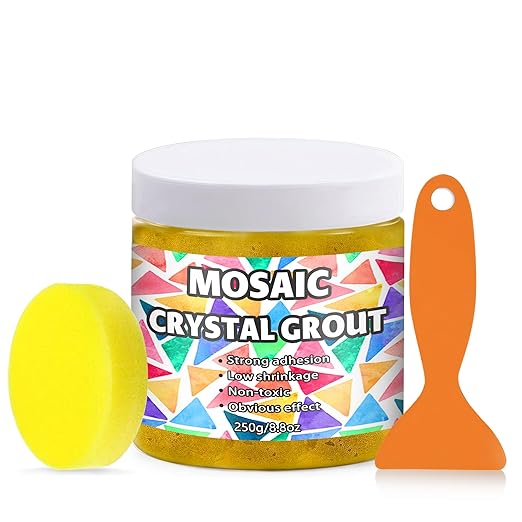 Mosaic Crystal Grout, Mosaics Tile Tools, Mosaic Tile Accessories – Essential for Handmade Grouting and Perfect for DIY Craft Projects (Gold, 8.8oz)