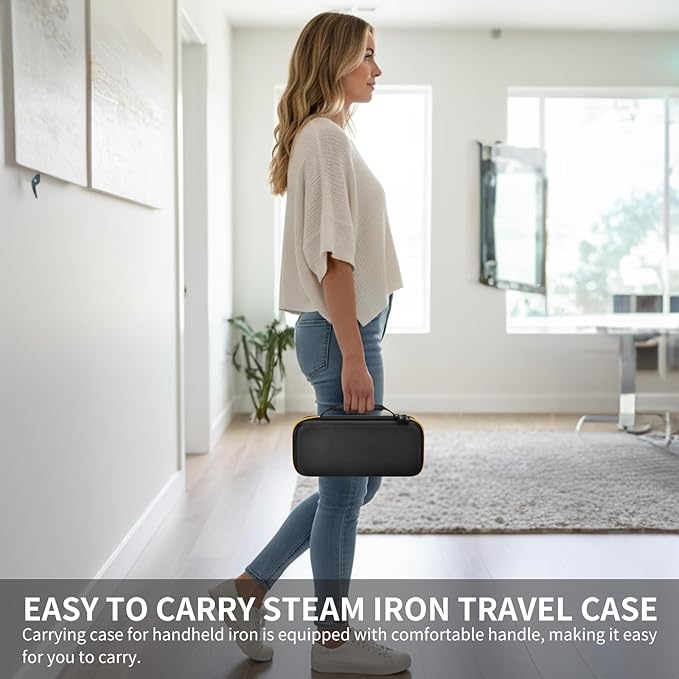 Steamer for Clothes Case Compatible with Sundu Portable 2-in-1 Steamer & Iron. Handheld Travel Iron Carrying Storage Organizer with Mesh Pocket for Accessories, Home & Travel Use-Black (Case Only)