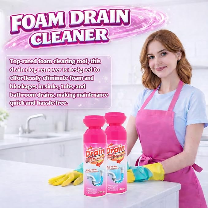 Foaming Drain Cleaner, Sink Cleaner and Deodorizer, Wild Tornado Drain Clog Remover for Kitchen Sinks, Shower Drains, Tubs (2pcs)