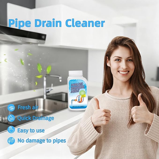 Powerful Pipe Dredging Agent - Professional Strength Drain Clog Remover, Fast-Acting Pipeline Dredging Agent for Kitchen Sinks, Bathroom Drains, Tubs & Toilets