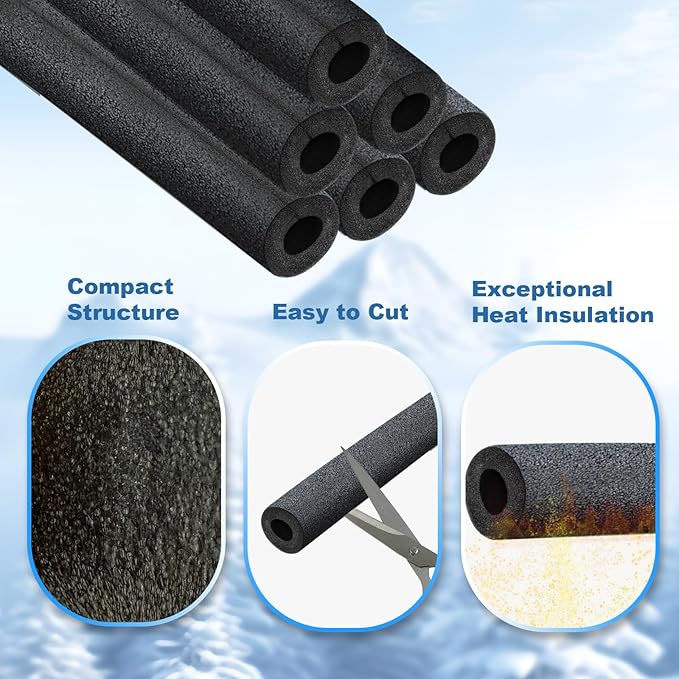 Insulating Foam Pipe Covers, Outdoor Water Pipe Insulation Water Pipe Freeze Protection,Foam Tube Suitable for Outdoor and Indoor Water Pipe Pipeline( 12 Pcs,3/4inch)