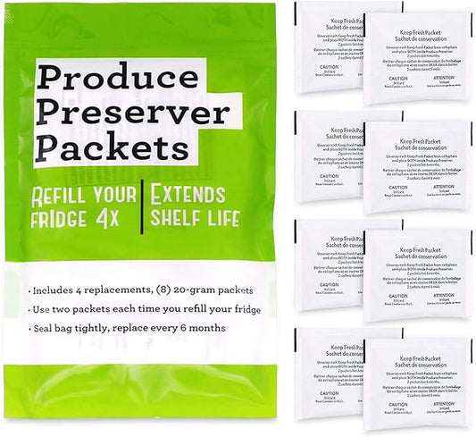 W10346771A Fresh Flow Produce Preserver Keep Fresh Packet Refill Compatible with Whirlpool Refrigerator Replaces Part # P1FB6S1 & P1KL6S1CS (8 Pouches - 4 Pack)