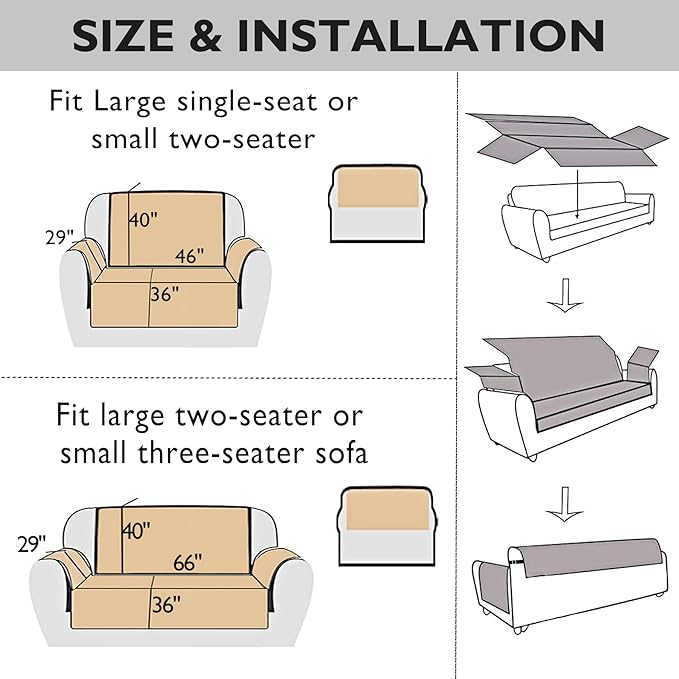 Cmfshape Skidproof Loveseat Cover-Geometrical Couch Slipcover with Elastic Straps-Easy Fit Slip Cover-Washable Furniture Protector for Pets and Kids(Loveseat46,Grey)
